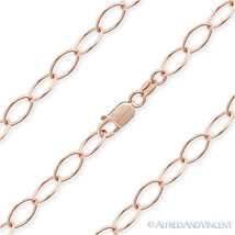 5.4mm Oval Cable Link Chain Necklace in 14k Rose Gold-Plated 925 Sterling Silver - £32.44 GBP+