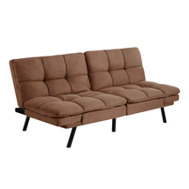 Memory Foam Futon with Adjustable Armrests , Camel Faux Suede Fabric for Adults - £113.90 GBP