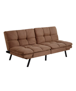 Memory Foam Futon with Adjustable Armrests , Camel Faux Suede Fabric for Adults - £113.90 GBP
