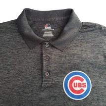 Majestic Cool Base Chicago Cubs Men&#39;s Size 2XL Gray Long Sleeve Polo Shirt - £14.86 GBP