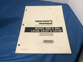 OPERATOR&#39;S MANUAL &amp; SERVICE INFO. REAR BLADES &amp; LANDSCAPE RAKES RB6 &amp; RB... - £17.82 GBP