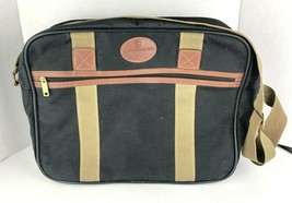 American Flyer VTG Satchel Shoulder Carry-On Bag, Black + Brown Leather 12x12x6&quot; - £14.34 GBP