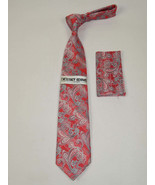 Men&#39;s Stacy Adams Tie and Hankie Set Woven Silky #St407 Red Paisley - £23.48 GBP