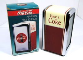 Vintage Coca Cola 50&#39;s Diner Style Napkin Holder Dispenser 1992 Red Chrome Coke - £17.58 GBP