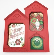 Hallmark Christmas Greeting Cards Box 24 Ct Red House Box Glitter Trimmed - £23.16 GBP