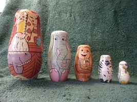 Vintage Nesting Dolls - Noah&#39;s Ark - 5 Piece -35+ Yrs. Old Lot 542 - £22.05 GBP