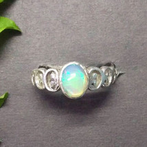 925 Sterling Silver Natural Ethiopian Opal Ring Handmade Jewelry Birthstone Ring - £29.66 GBP