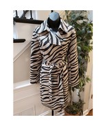 Ann Taylor Zebra Print Belted Trench Coat Women’s M Black Beige Cotton B... - €63,69 EUR