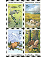 1981 18c Wildlife Mountain Habitats, Block of 4 Scott 1921-24 Mint F/VF NH - $1.74