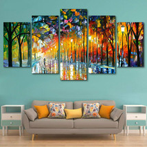 Multi Panel Print Autumn Park Walk Canvas Wall Art Fall Leave Color City 5 Piece - £21.98 GBP+