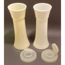 Vintage Tupperware 718 Hourglass Salt Pepper Shakers 6.5” White Flip Top Lids - $28.41