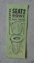 Vintage Centre Rowe Relief Theatre Toilet Ticket - £13.16 GBP