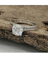 2Ct Taglio Rotondo Moissanite 14K Oro Bianco Placcato Argento Sposa Set ... - $151.19