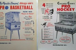 Pro Hockey &amp; Basketball Arcade Game Flyers 1961 Original Chicago Coin UNUSED Art - £39.04 GBP