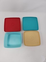 Tupperware Sandwich Keeper Lot Square 4 Containers 3 Lids Made in USA - £11.63 GBP