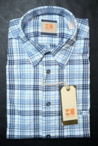 HUGO BOSS Homme Cieloebu Slim Fit Léger Bleu Carreaux Coton Casual Chemi... - $49.48