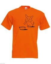 Mens T-Shirt Cute Hungry Cat Design, Sad Kitty Shirts, Asking to Eat Shirt - £19.77 GBP