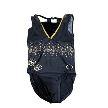OZone Chalk Warrior Womens AXS Black &amp; Gold Star Gymnastics Leotard - $1,320.35 MXN