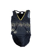 OZone Chalk Warrior Womens AXS Black &amp; Gold Star Gymnastics Leotard - $1,320.35 MXN