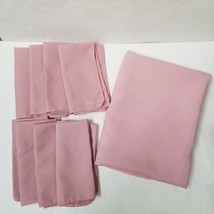 Tablecloth and 8 Napkin Set Blush Pink Vintage 68&quot;x52&quot; Taiwan 17&quot; Cloth ... - £18.58 GBP