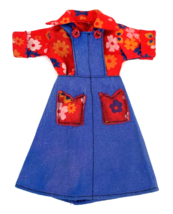 Vintage Barbie Clone Doll Clothes Flower Power Floral Top &amp; Jumper Red Blue - £19.93 GBP