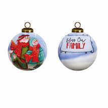 Snowman Family Bless Our Family Wordings Hand Painted Mouth Blown Glass ... - $1,162.90 MXN