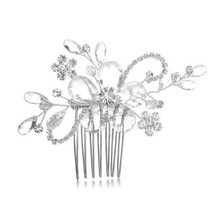 Elegant Hair Comb with Faceted Crystal Spray Wedding Prom Party - £21.89 GBP