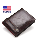 Men&#39;s Genuine Leather Bifold Wallet RFID Blocking, Zipper Coin Purse Car... - $219.50 CAD