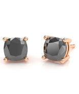 Black Onyx 5mm Cushion Stud Earrings in 10k Rose Gold - $3,702.09 MXN