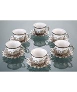 LaModaHome Silver Colorful Coffee Set of 6 with a Bowl - Includes 6 Cups... - £37.13 GBP
