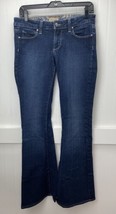 Paige Canyon Flare Jeans Sz 27 Womens Lowrise Stretch Denim Blue Dark Wash EUC - £22.64 GBP
