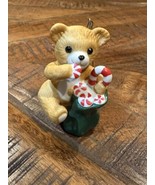 1989 Vintage Hallmark Ornament Cinnamon Teddy Bear Candy Cane Mint Bag P... - $8.14 CAD