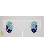 Sterling Silver Navajo Lapis and Turquoise Inlay Clip-On Earrings Gift f... - $4,370.08 MXN Sterling Silver Navajo Lapis and Turquoise Inlay Clip-On Earrings Gift f... - $4,370.08 MXN
