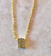 Letter R Crystal Alphabet Letter Necklace - $11.52