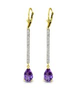 Galaxy Gold GG, 14K Solid Yellow Gold, Natural Amethyst Earrings for Wom... - $861.73