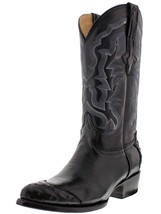 Mens Cowboy Boots Rodeo Wear Black Ostrich Belly Skin Hombre Botas Size ... - $179.99