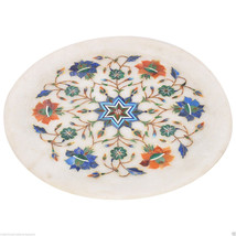 9&quot; Marble Plate Pietra Dura Marquetry Inlay Mosaic Home Decor Eid Gifts 2017 - £178.60 GBP