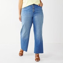 Plus Size Sonoma Goods For Life High-Waisted Wide-Leg Jeans, Blue - £19.18 GBP