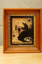 Vintage Reverse Painted Silhouette Framed Art Richards Germany Lady Needlepoint - £23.01 GBP