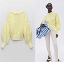 Zara Yellow Blogger Fave Baloon Sleeve Puffy Preowned RARE M Oversized - £36.03 GBP