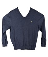 Lacoste Sweatshirt Mens Size 7 Navy Blue V Neck Pullover Sweater Medium ... - $75.54 CAD