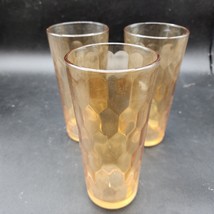 Vintage Libbey Glass Honeycomb Peach Iced Tea Glass, Beer Glass - Set Of 3 - £17.36 GBP