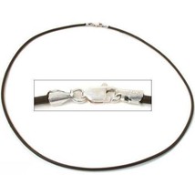 Leather Cord Necklace Silver Clasp Brown Jewelry 16&quot; |A - £6.84 GBP