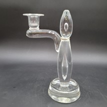 Vintage Steuben Crystal Art Glass Single Teardrop Candlestick 10” Signed... - £47.06 GBP