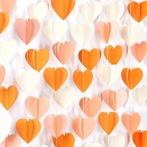  Orange Peach Fall Party Decorations Heart Garland 39Ft Autumn Thanksgiving - $29.91