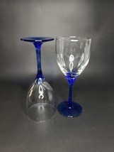 Libbey Domaine Blue Stemmed Water Wine Glasses Contemporary Set of 2 - £16.83 GBP