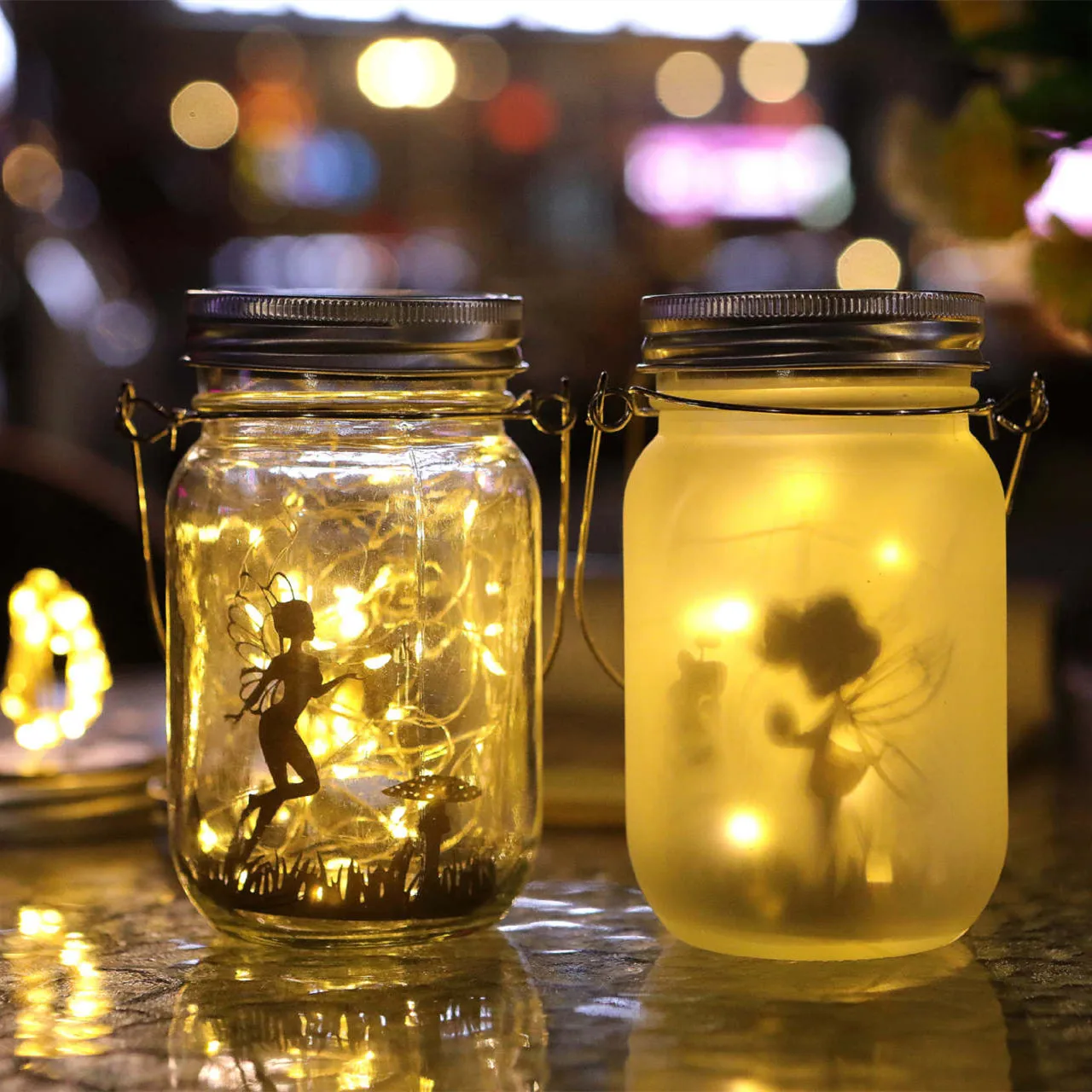 Solar Lantern Fairy Lights Garden Ornament Outdoor Hanging Frosted Tree Table - £10.23 GBP+