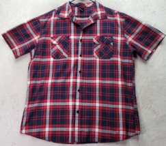 enyce Shirt Men&#39;s 4X Multi Plaid Short Sleeve Pockets Logo Collared Button Down - £21.06 GBP