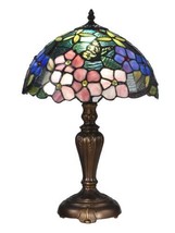 Table Lamp DALE TIFFANY FOX PEONY Reeding and Leaf Detail on the Base Bl... - £172.28 GBP