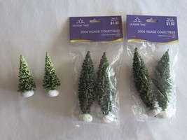 Lot of 6 2004 Holiday Time Village Collectibles Trees 6&quot; + 3.75&quot; Christm... - $159.83 MXN